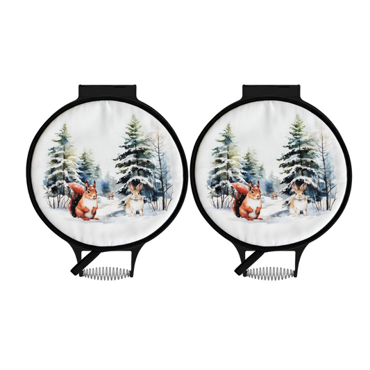 Winter Woodland Animals Chef’s Pads for Aga on AGA Lids.  Perfect gift for AGA Lovers.