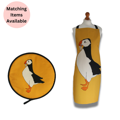 Yellow Puffin Apron - Alternate Angle - Homeware Gift