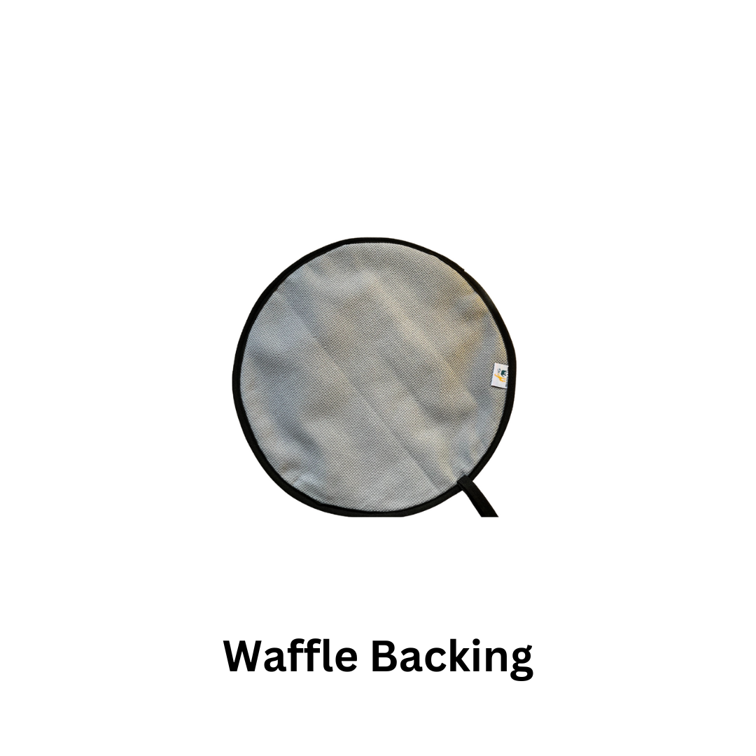 Back of AGA Chef's Pads with Waffle Backing on white background with text "waffle backing"