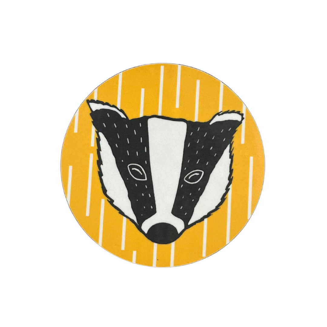 Melamine Yellow Badger Coaster (Round) on white background