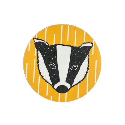 Melamine Yellow Badger Coaster (round) - Front View - A Joyful Addition To Any Kitchen