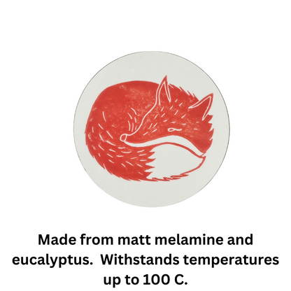 Melamine Red Fox Coaster (round) - British Made - Quirky Detail
