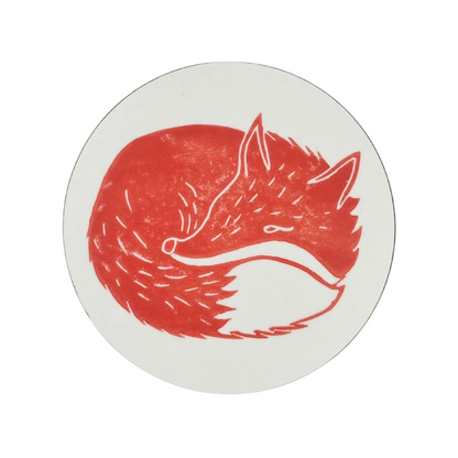Melamine Red Fox Coaster (round) - Front View - Ideal Gift