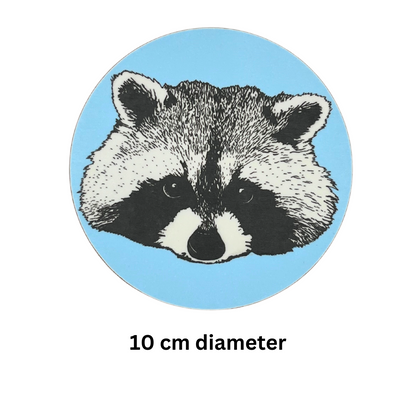 Melamine Blue Racoon Coaster (round) - 10 Cm Diameter - Gift Idea