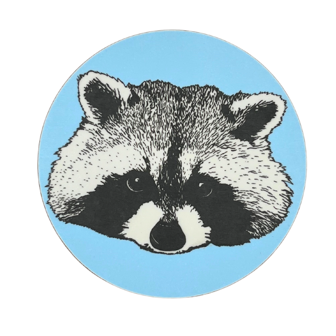 Melamine Blue Racoon Coaster (Round) on white background