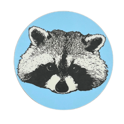Melamine Blue Racoon Coaster (round) - Front View - Ideal Gift