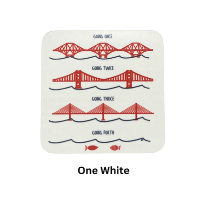 Forth Bridges, Scotland, Coasters (set Of 2) - White - Homeware Gift