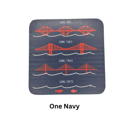 Forth Bridges, Scotland, Coasters (set Of 2) - Navy Blue - Homeware Gift
