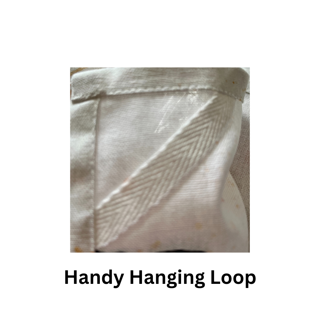 100% Cotton Green Dog Tea Towel Hanging Loop pictured on a white background with the words "handy hanging loop" underneath. 