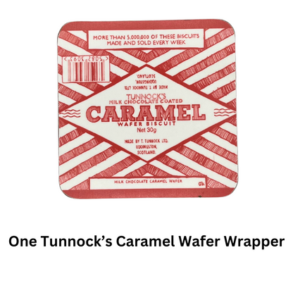 Set Of 4 Tunnock's Coasters - Tunnock's Caramel Wafer Wrapper - Homeware Gift