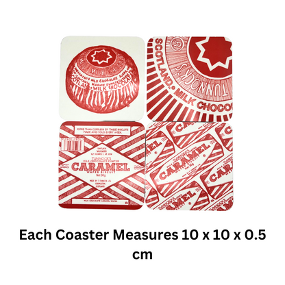 Set Of 4 Tunnock's Coasters - 10 Cm X 10 Cm X 0.5 Cm - Homeware Gift