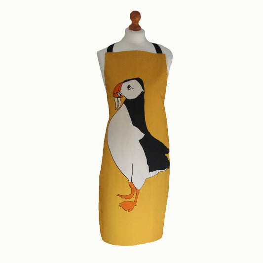 Yellow Apron with Puffin